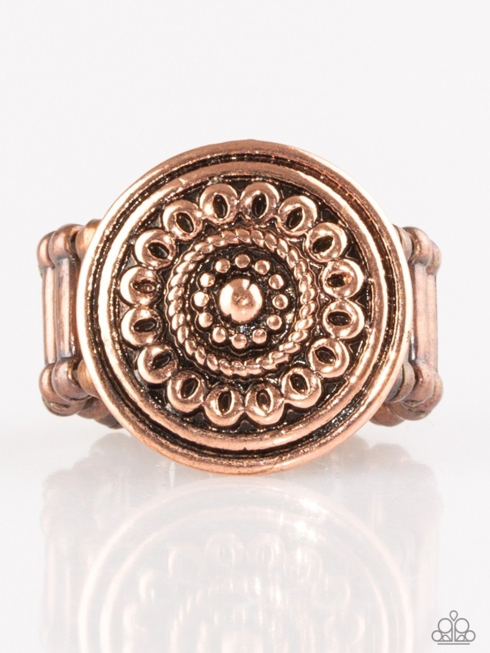 Seasonal Shine Copper Ring Fashion Jewelry Paparazzi Concentric Medallion Ring